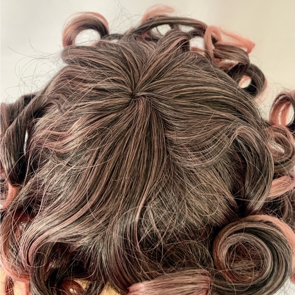 Gorgeous 12” Black & Pink Curly Premium Fiber Wig for Daily Wear/Costumes/Events - Picture 2 of 5